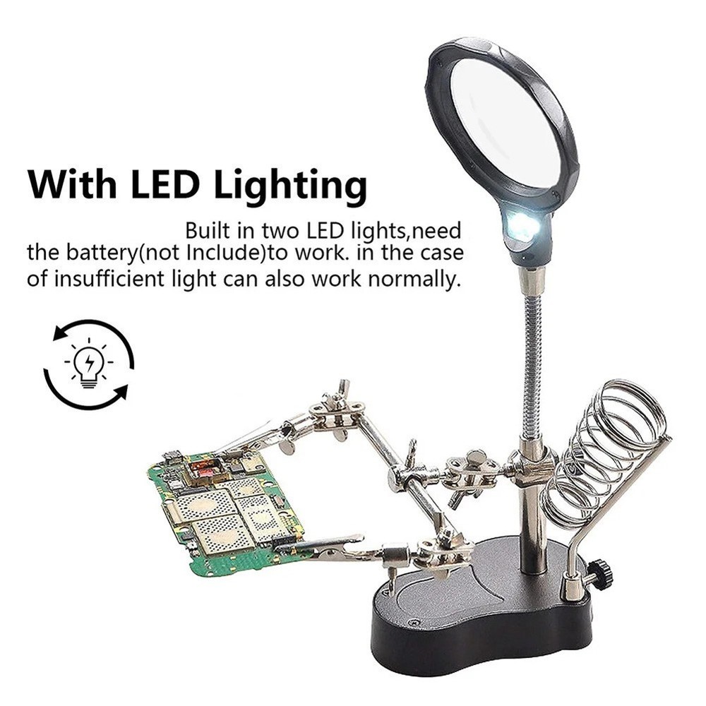 Hobbyist Adjustable Helping Hands Tool Equipped with Bright LED Light