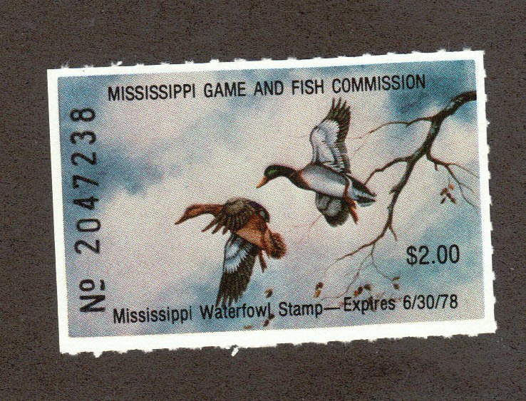 MS2 - Mississippi  State Duck Stamp. MNH OG. Single.#02 MS2