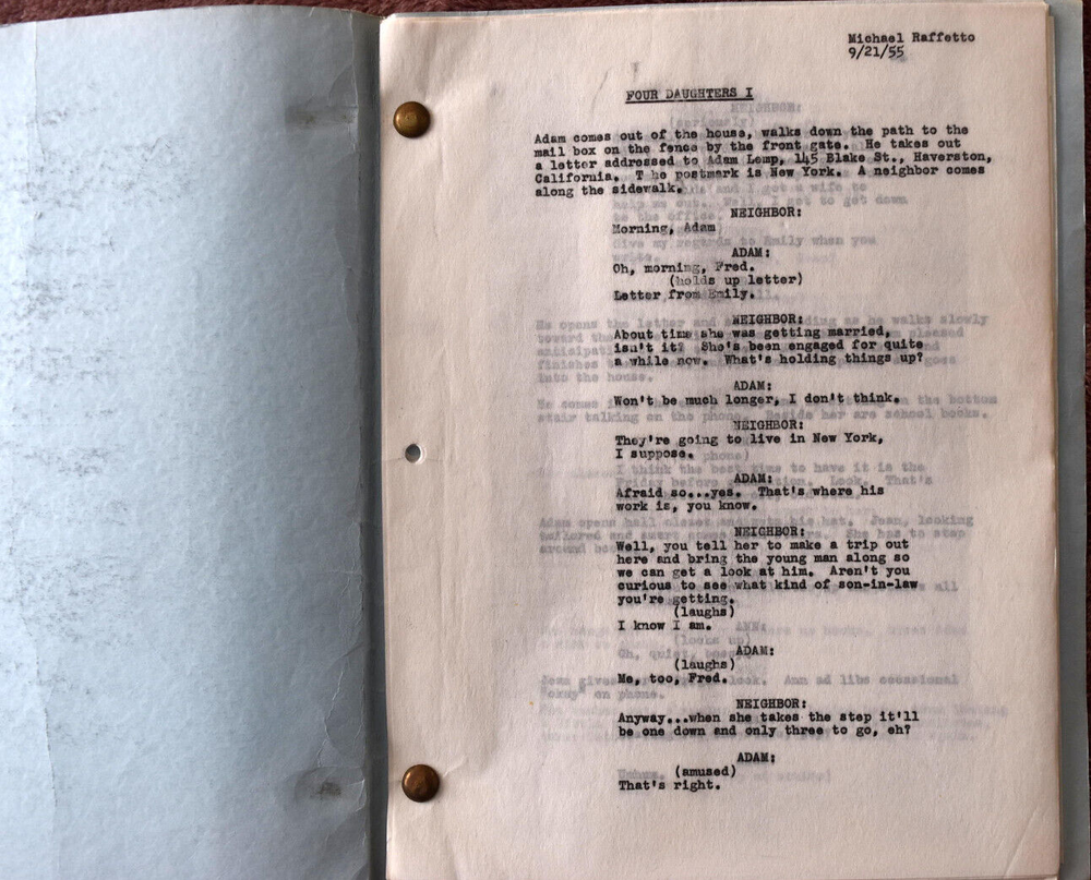 Michael Raffetto " Four Daughters I " Original Script