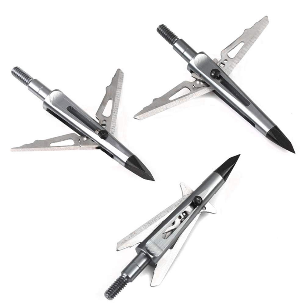 Chisel Tip 2 Blade Broadhead, 100 Grain Deploying Archery Mechanical Broadhea...