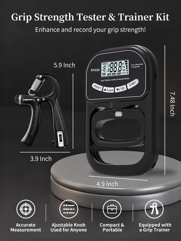 Grip Strength Tester Trainer Electronic Hand Dynamometer of Black