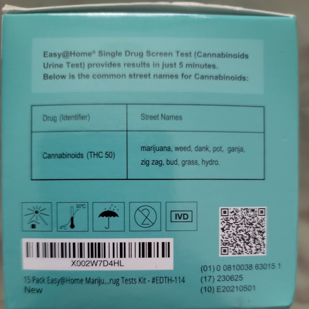 Easy@home Single Panel Marijuana (THC) Drug Test Kit, 15 Test Pack
