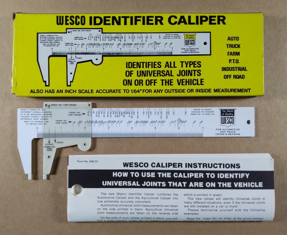 WESCO Universal U-Joint Identifier Caliper with Instructions & Box