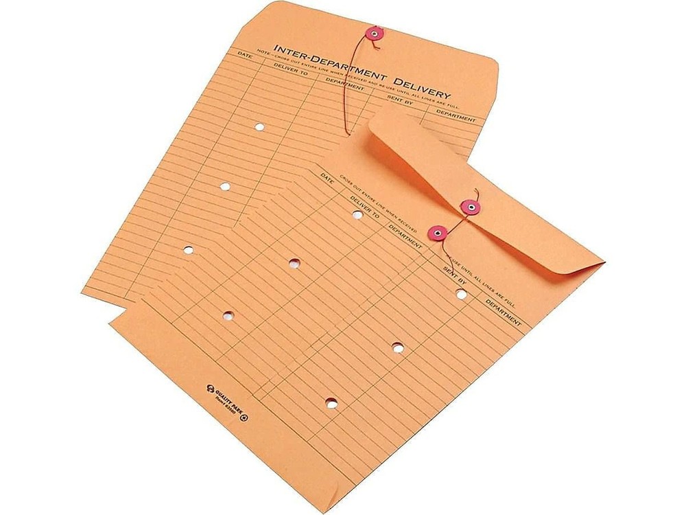 Quality Park Interoffice Envelopes, String and Button, Brown Kraft, 10 x 13, ...