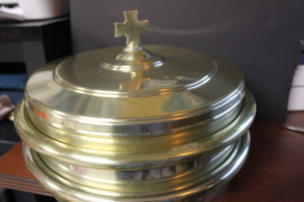 Vintage Churchware Two Stack Gold Tone Communion Set