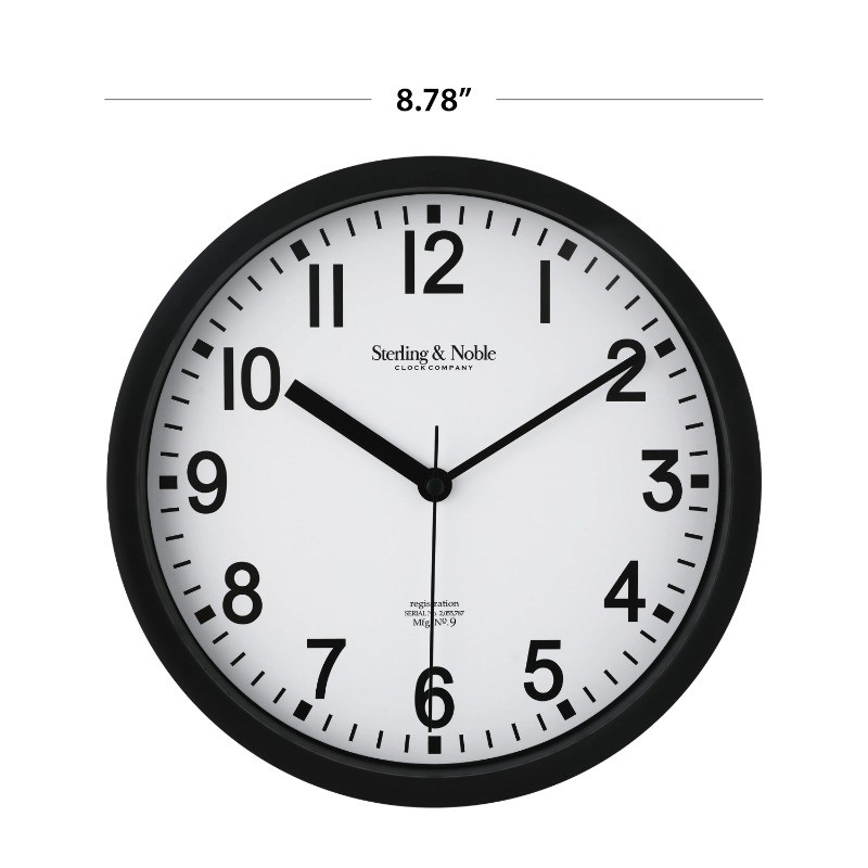Mainstays Basic Indoor 8.78" Black Analog Round Modern Wall Clock