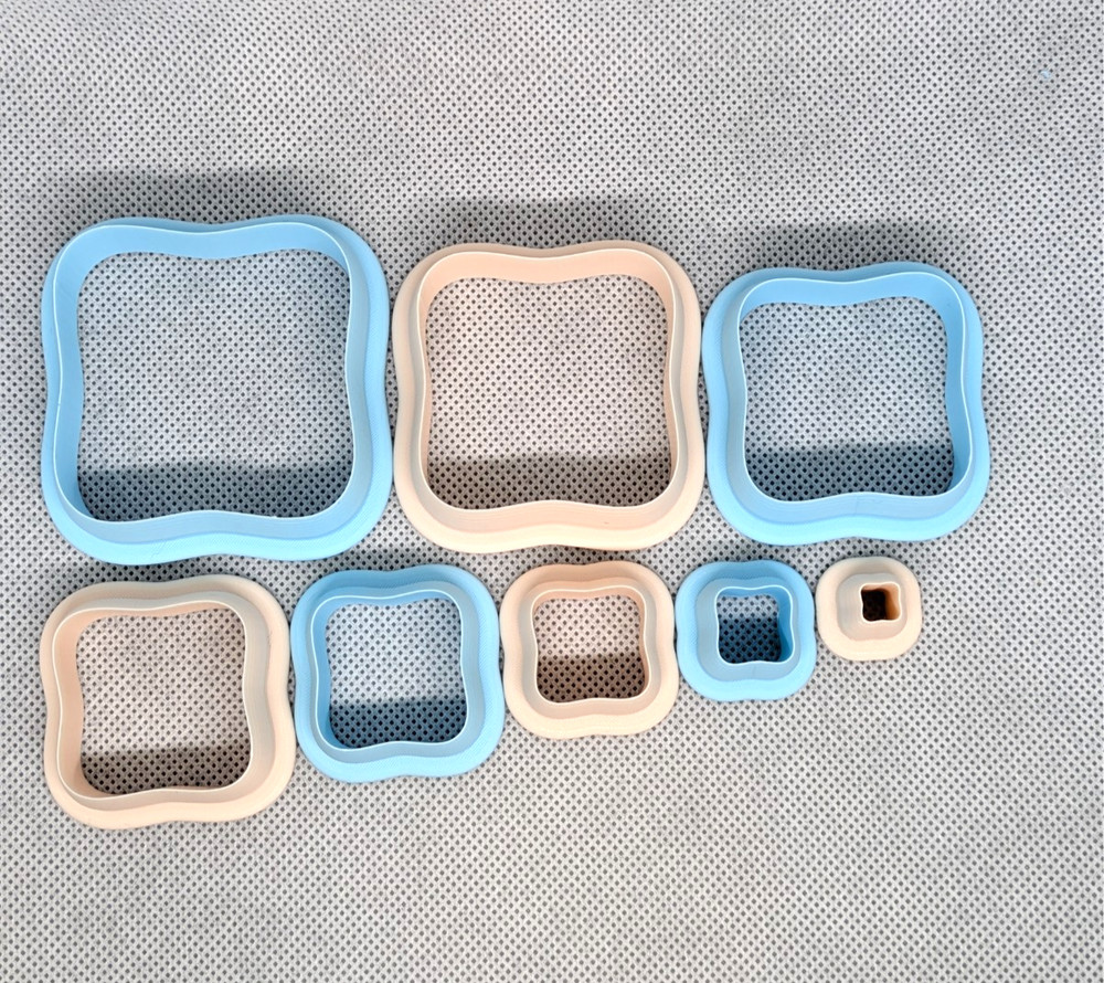 Wavy Square Clay Cutter Shape Set ~ Polymer Crafting Tool ~ Stackable Outline
