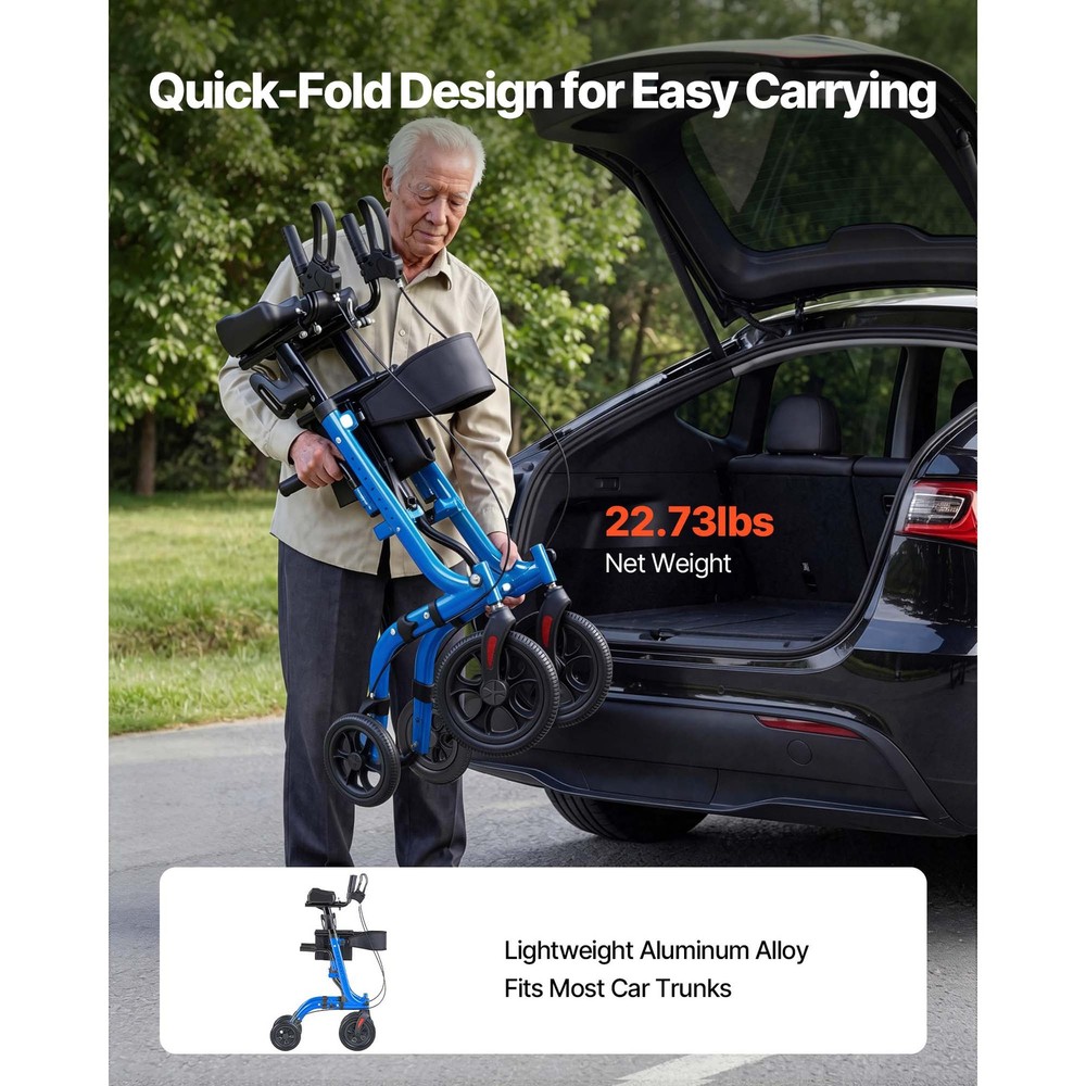 Uimoso Foldable Rollator Walker with Durable PU Wheels for Seniors