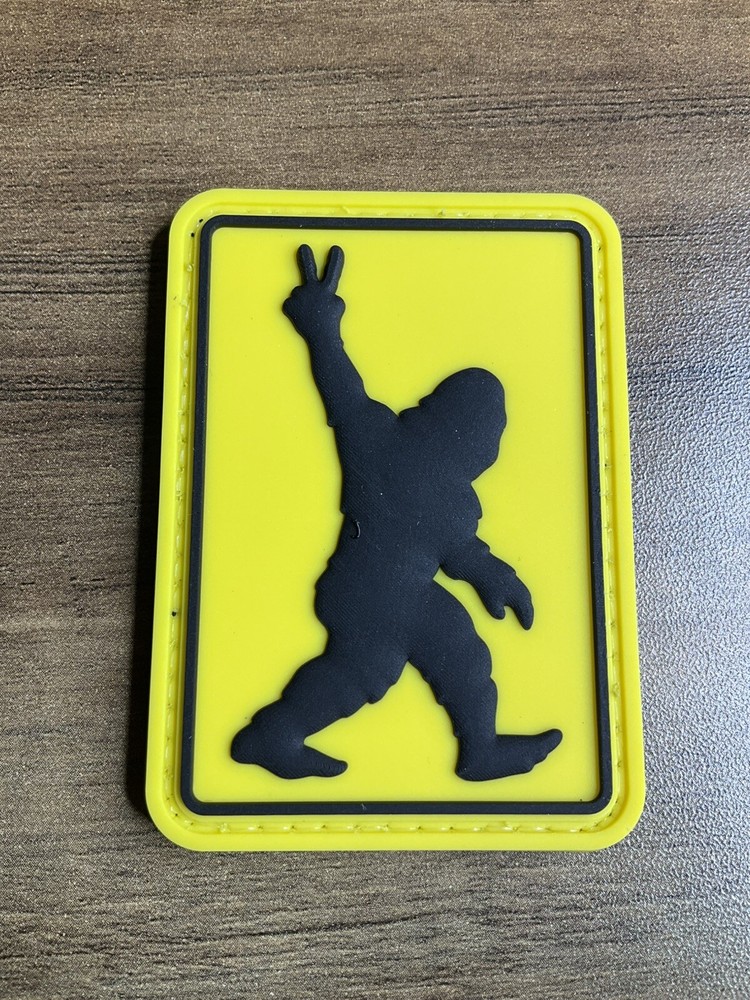 PVC Rubber Patch Hook Loop Sasquatch Peace Sign Cool Bigfoot Yeti