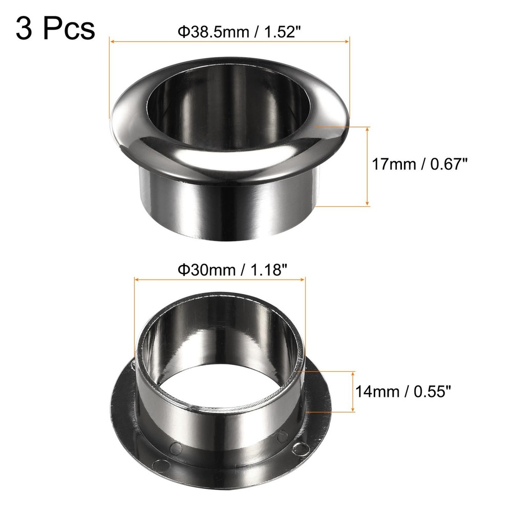 Eyelet Desk 30mm Dark Nylon Grey 3 Pack