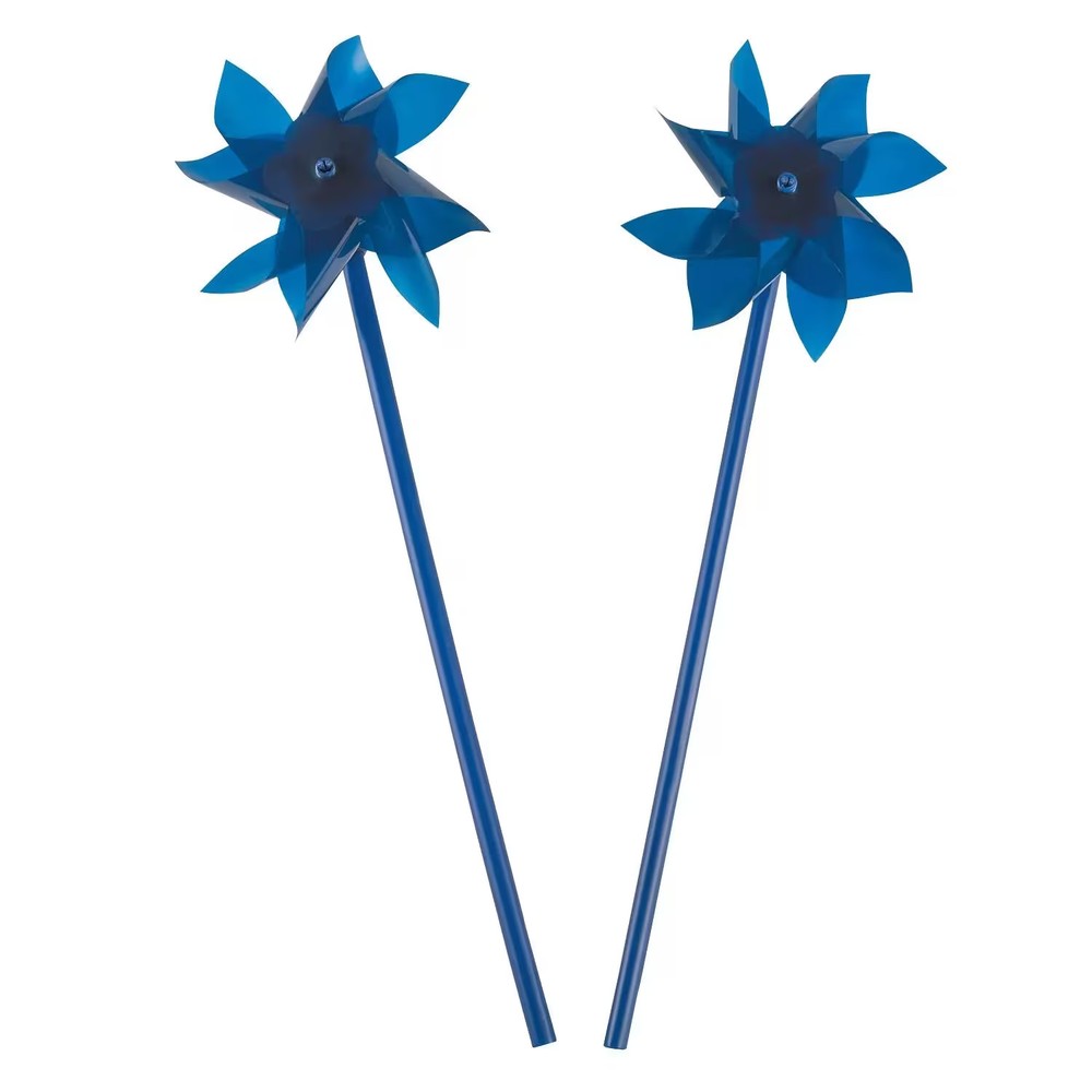 4 1/2" Blue Plastic Pinwheels with Blue Plastic Sticks - 36 Pc.