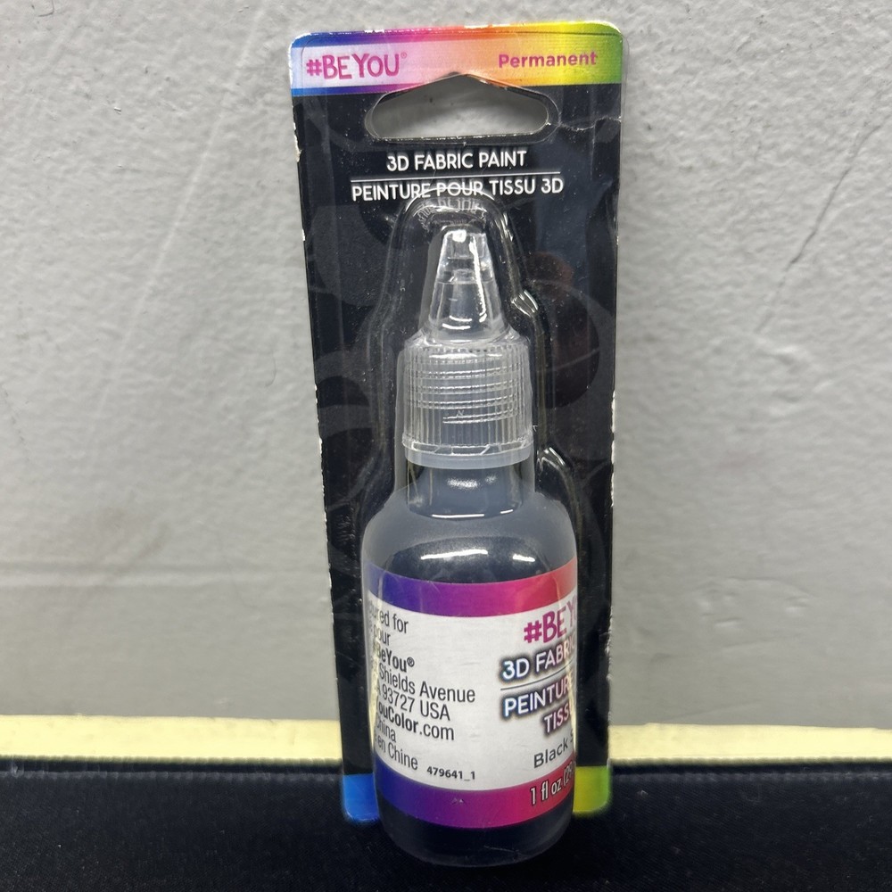 Be You 1oz 3D Fabric Paint Shiny Black - Dimensional, Permanent