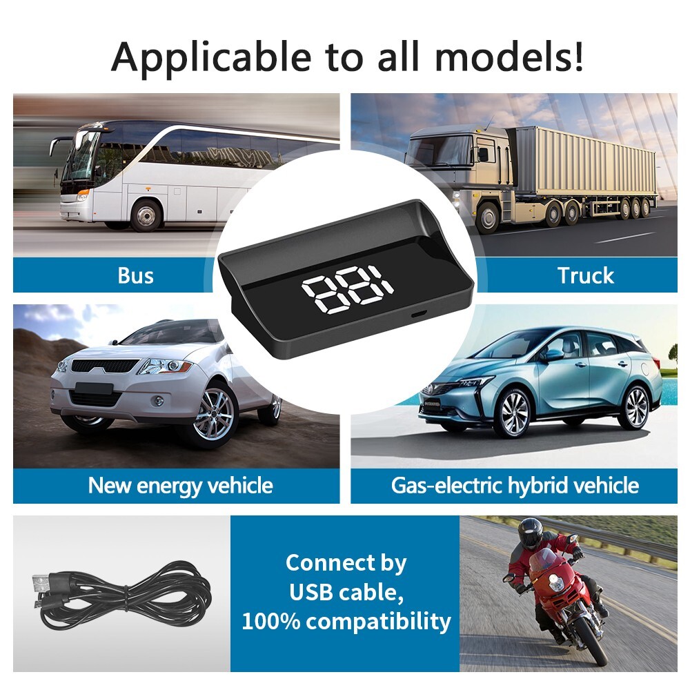 Car Head Up Display Digital Speedometer Windshield Projector KM/H