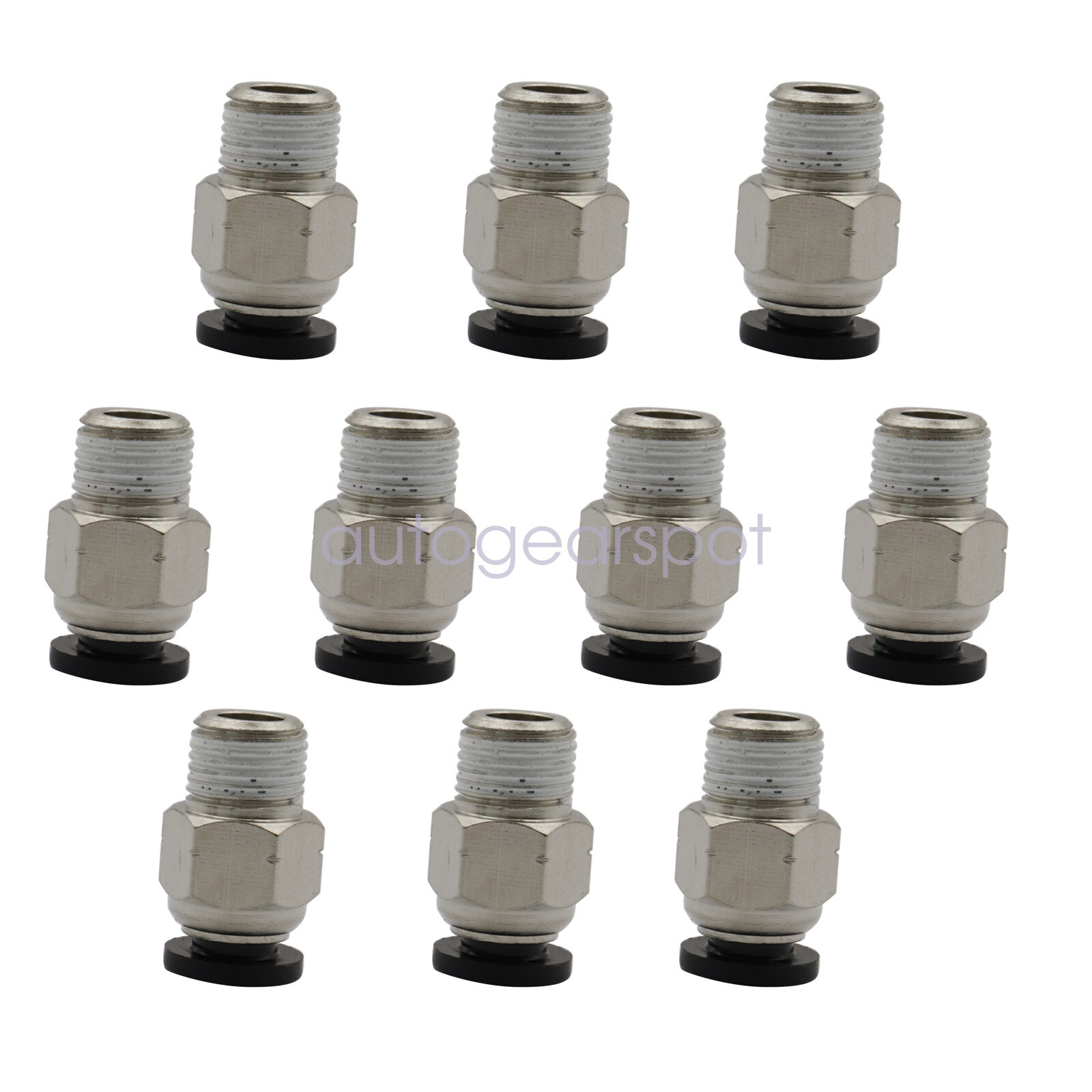1/4" OD Tube X 1/8" NPT Pneumatic Fitting, Push to Connect Air Fitting (Qty 10)