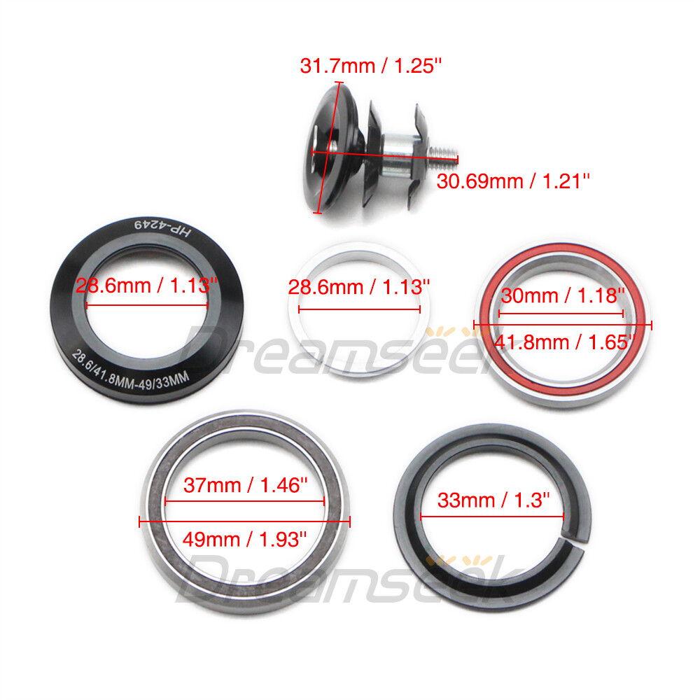 Bicycle Headset Bike Threadless Sealed External Bearing Fork Stem Cap Road MTB