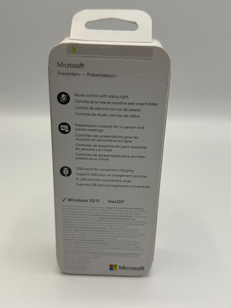 Microsoft Presenter + Black - Wireless Connectivity - Rechargeable Battery