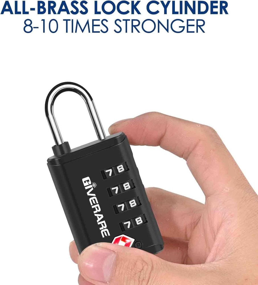 4 Pack TSA Approved Travel Luggage Locks 4-Digit, Open Alert Suitcase Combinatio