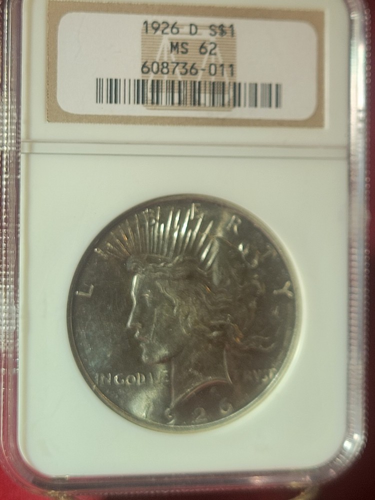 1926 d peace silver dollar Ngc Ms62