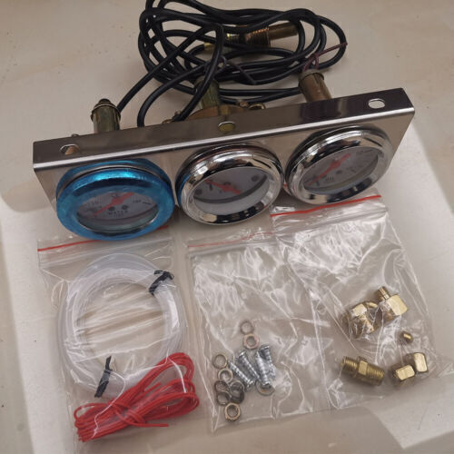 3-in-1 2" 52mm Chrome Car Triple Gauge Set Water Temp Oil Pressure Volt Meter