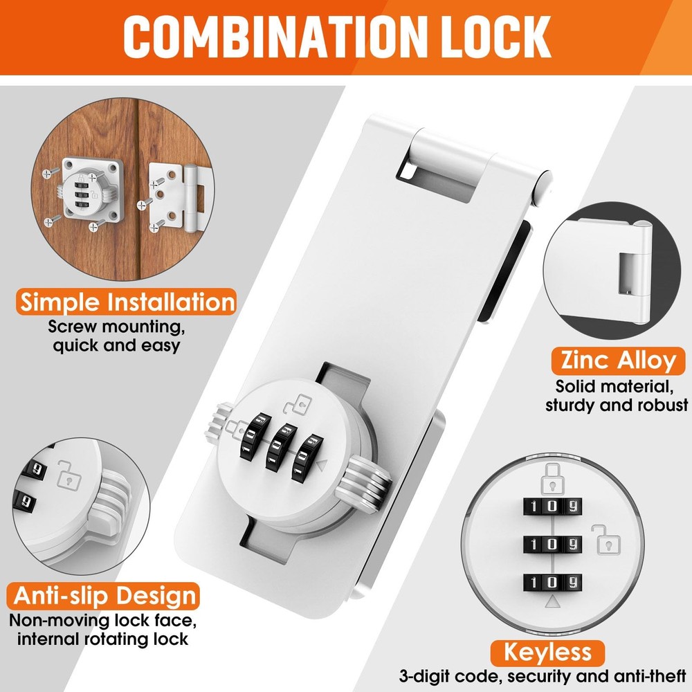 Keyless Cabinet Lock with Combination, Locker Code Lock with 3-Digit Combinat...
