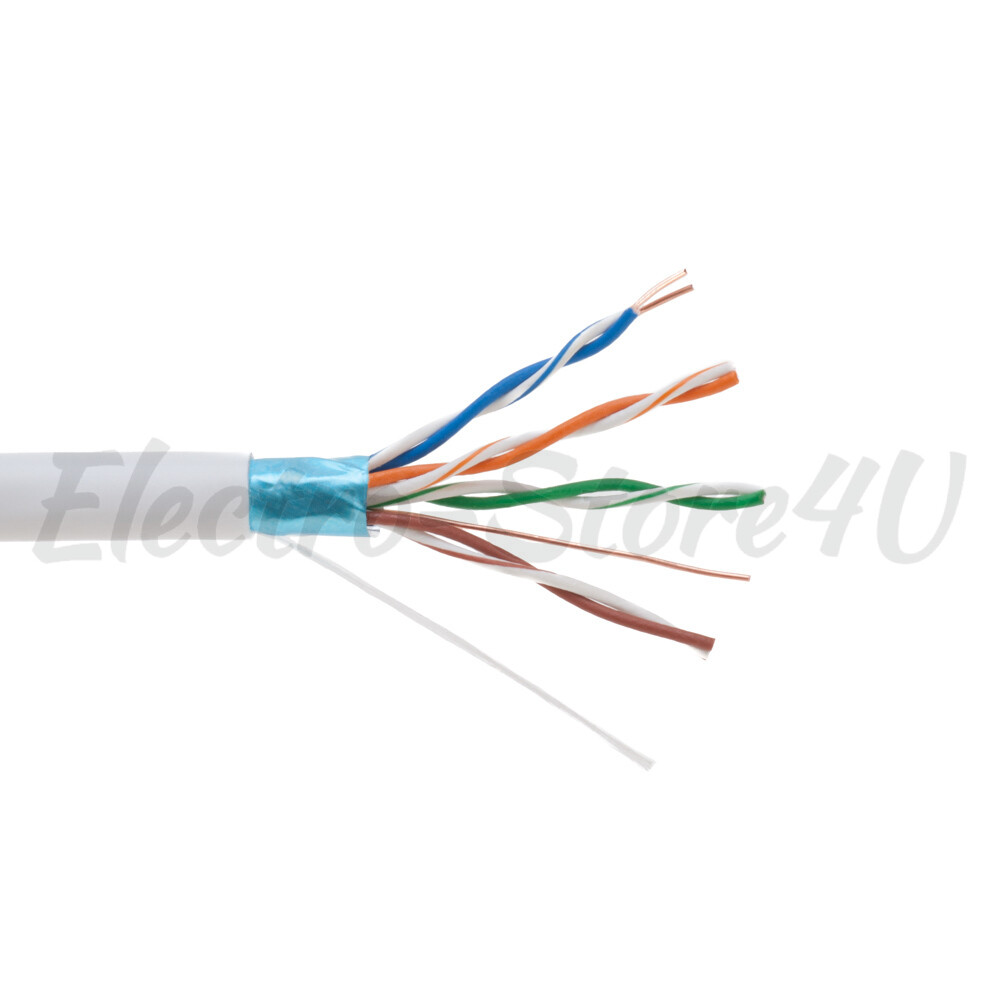 Shielded 1000ft Cat5e Cable White Network FTP Solid Ethernet Lan 24AWG Bulk Wire