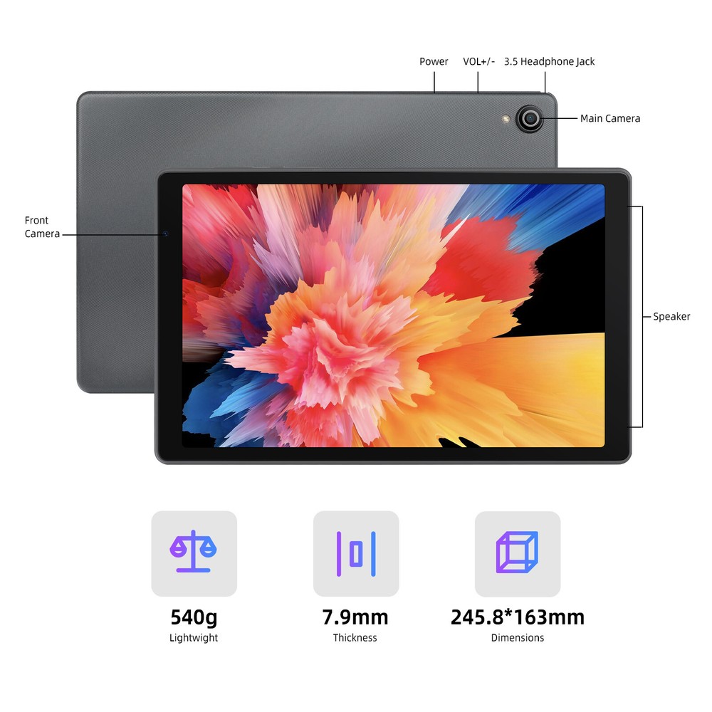 Tablet Octa-Core Android 13 Tablet 6+64GB Dual Camera Bluetooth WIFI Grey
