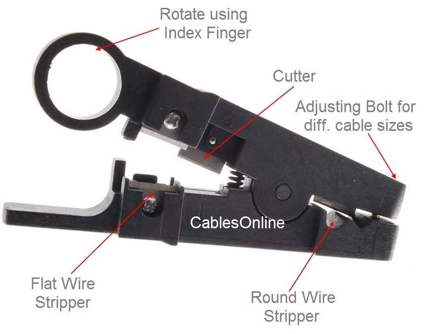 Adjustable Cable Jacket Stripper for UTP/STP, Round, Flat Wire, TL-405
