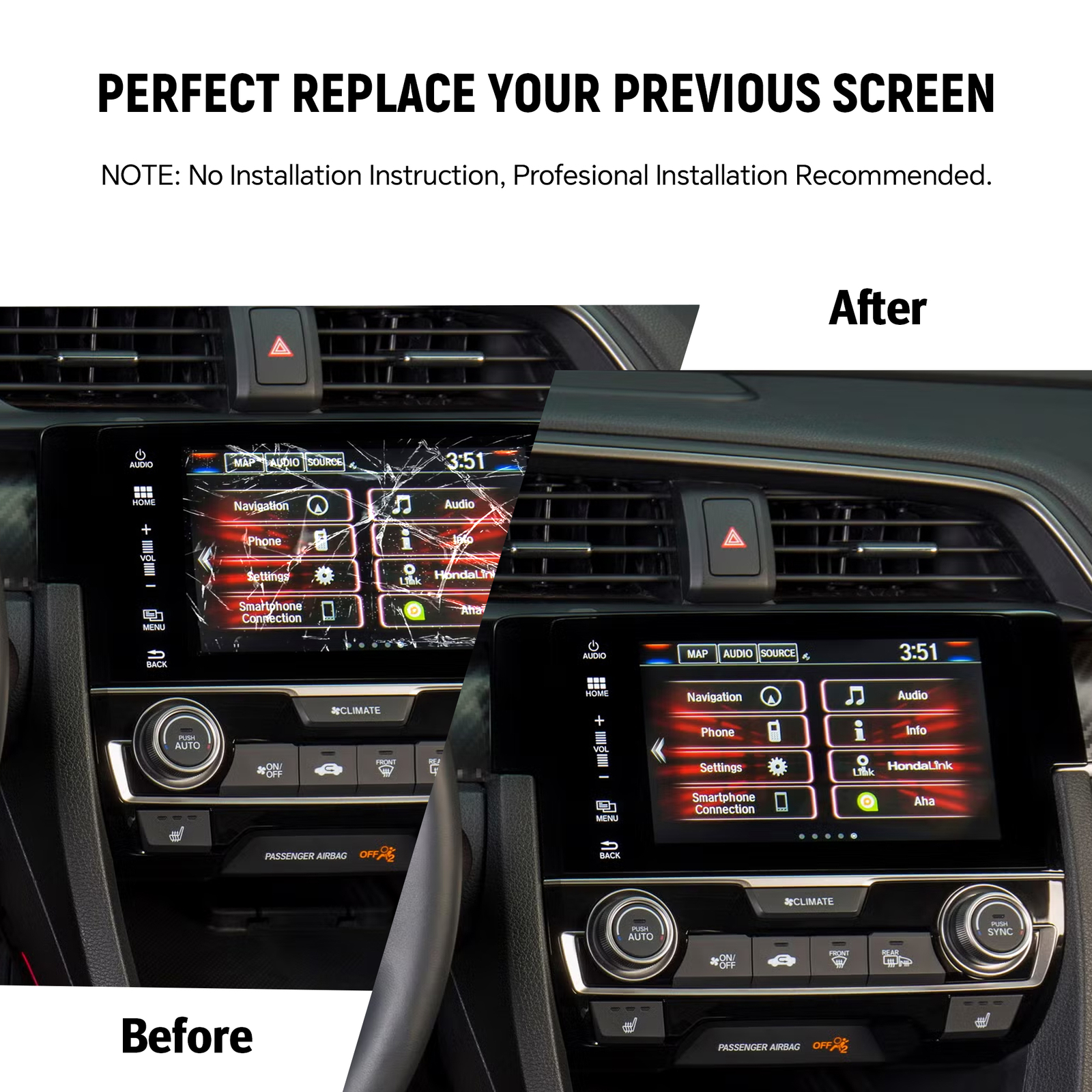 39710-TBA-A11 FOR 2016-18 Honda Civic Radio OEM Navigation Display Touch Screen