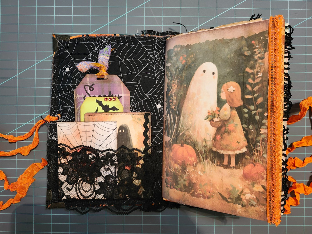 Halloween Ghostly Journal Handmade with Orange Ties