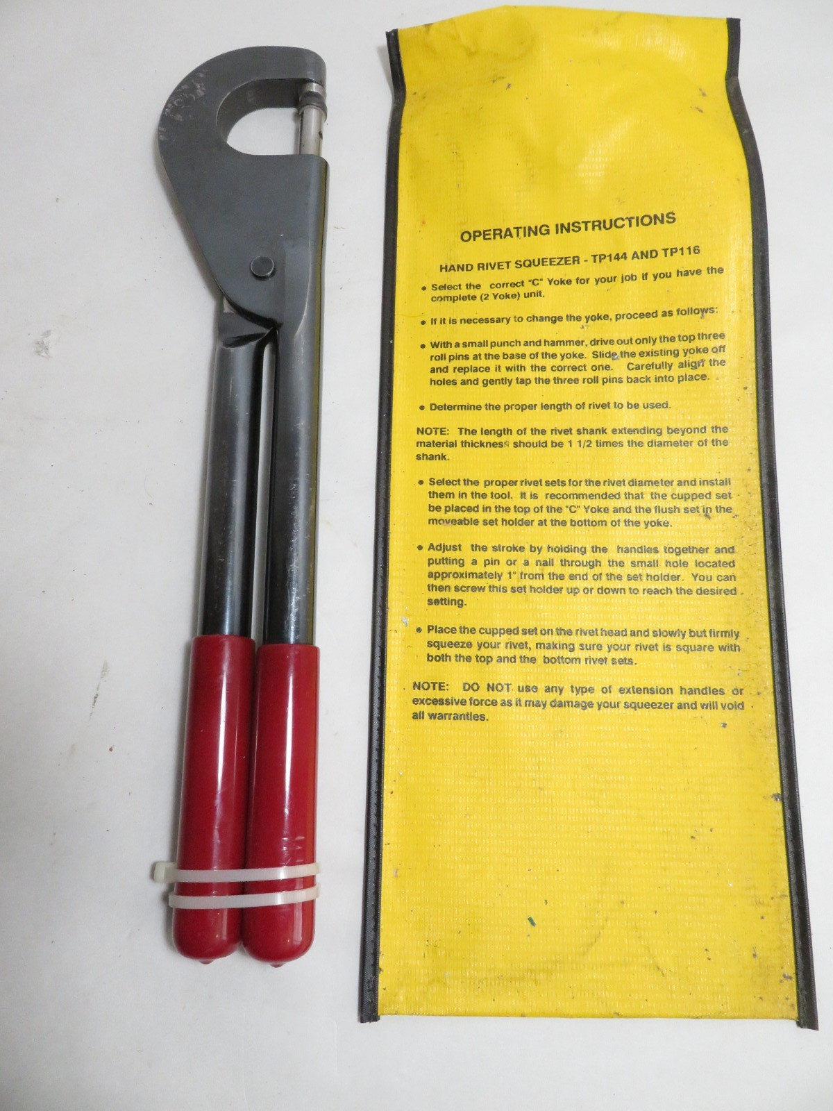 Aircraft Hand Rivet Squeezer TP116 US Industrial with Carry Bag and Tips