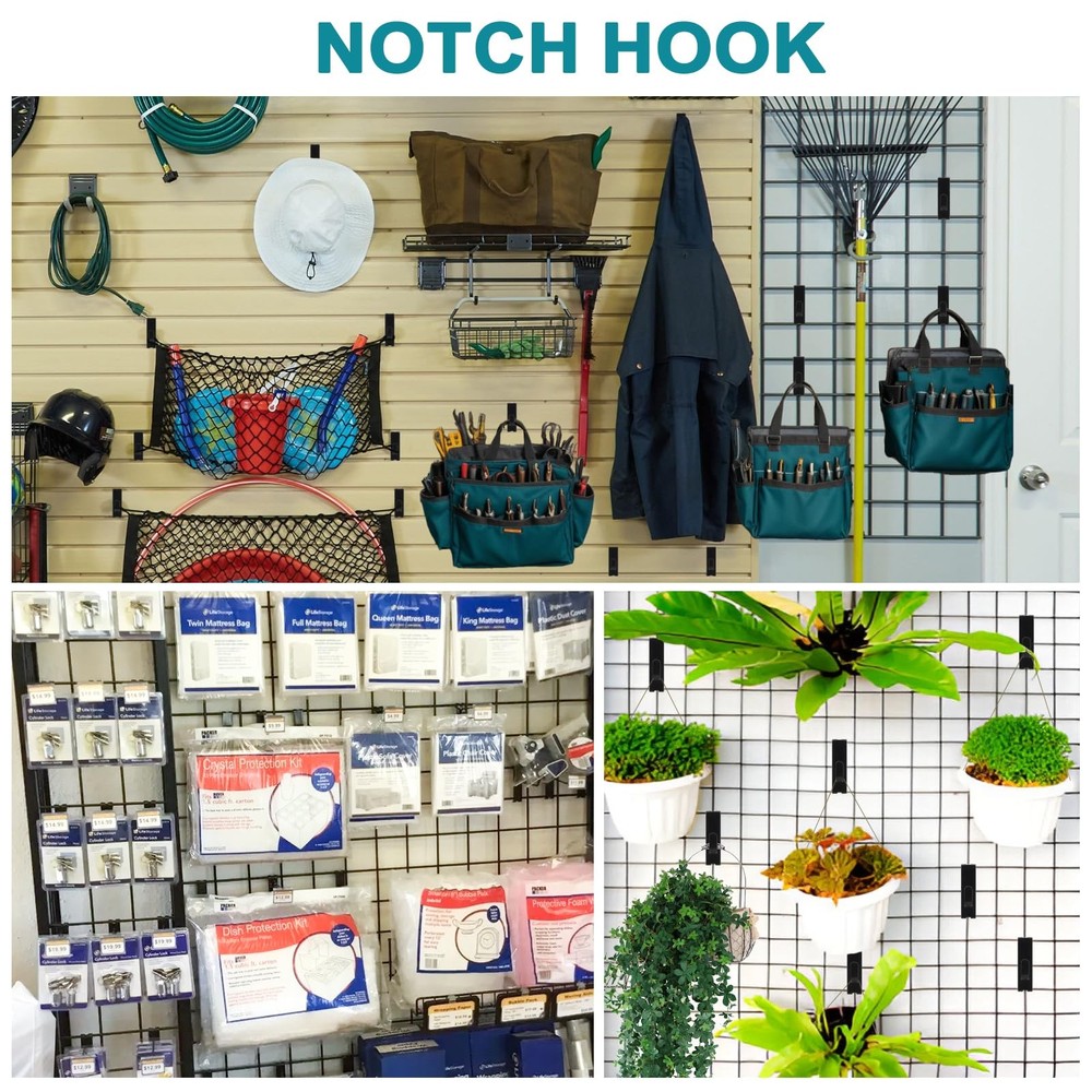 60 Pcs Grid Hooks for Wall, Grid Wall Picture Hooks Gridwall Shelf Accessorie...