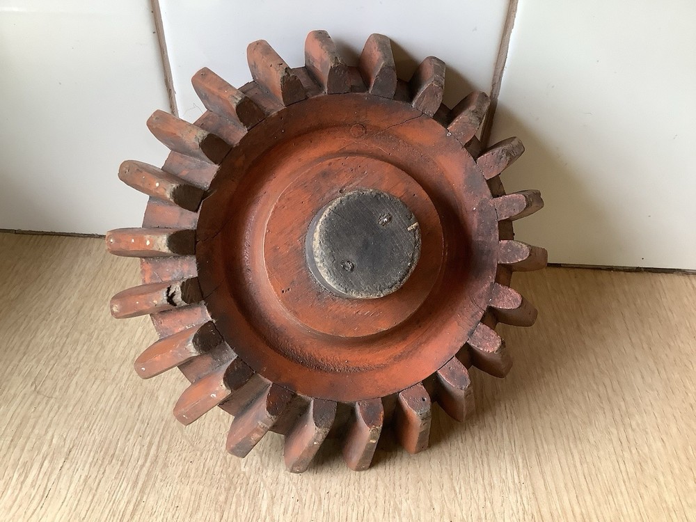 Antique wooden foundry casting cog wheel pattern
