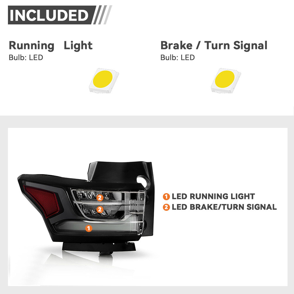 For 2018-2021 Chevy Traverse Full LED Tail Lights Black Outer Left+Right Pair