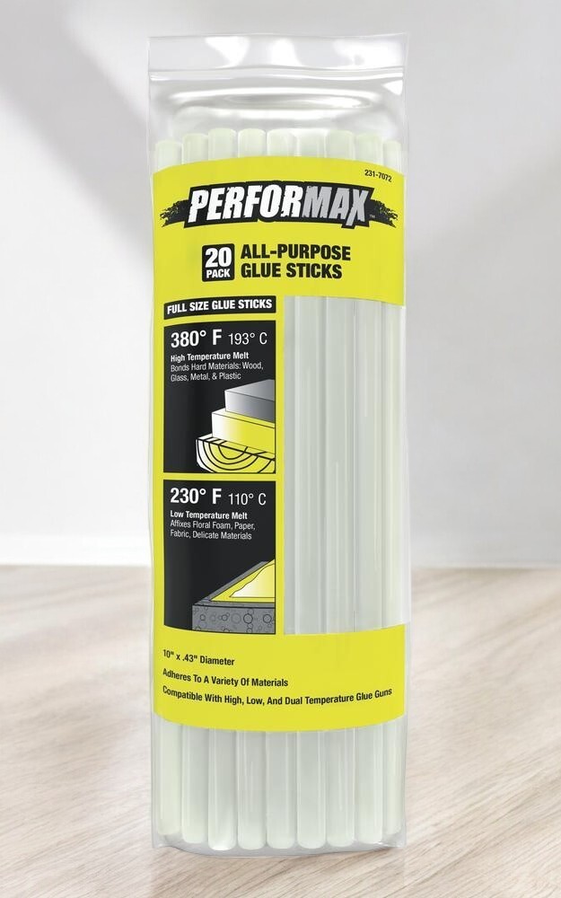 20 Pack All-Purpose Hot Glue Sticks 10" Performax Heavy Duty Versatile Projects