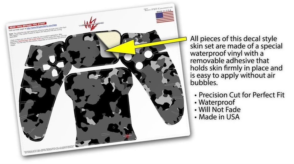 Skin Sony PS5 Controller WraptorCamo Old School Camouflage Camo Black