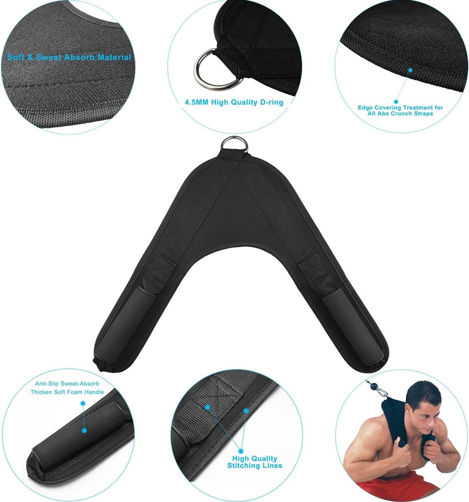 Ab Crunch Harness Cable Attachment Exercise Machine Gym Black