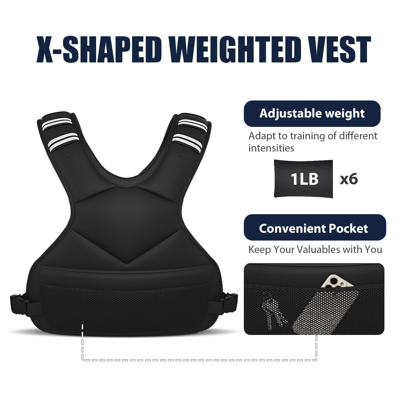 Adjustable Weighted Vest with Reflective Strip Fitness Training