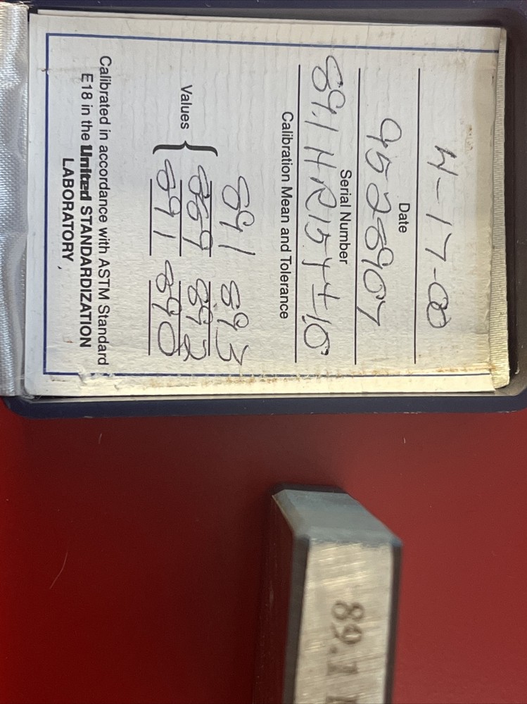 Hardness test block for 15T Scale