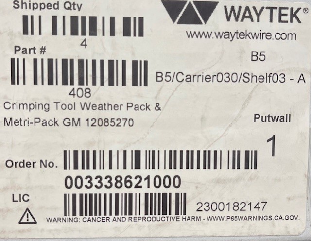 WAYTEK 408 CRIMPING TOOL WEATHER PACK