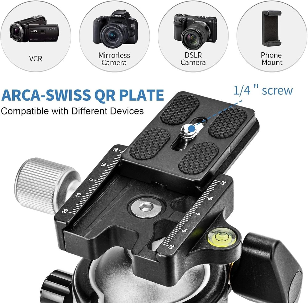 360° Tripod Ball Head with Arca Swiss Quick Release - 44 lb Capacity