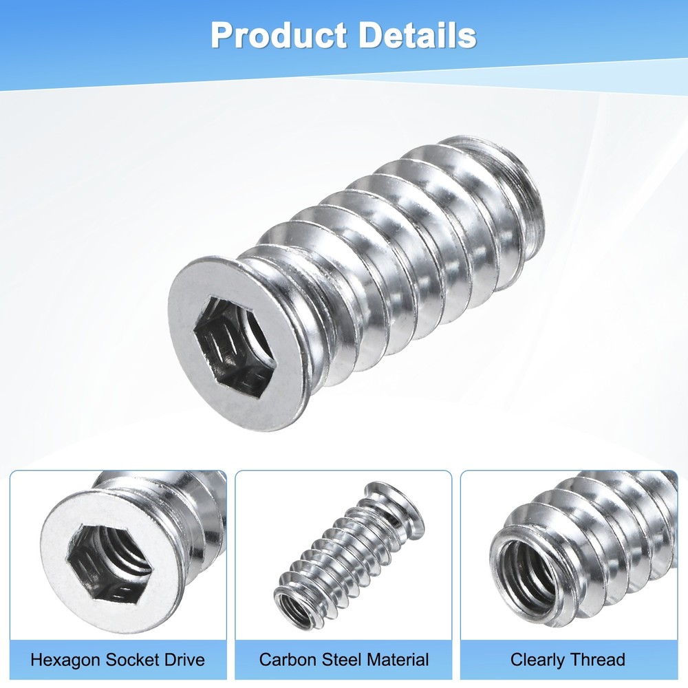 30-Pack Threaded Inserts, 1/4-20x25mm Nuts with A Wrench and Drill Bit [Silver]