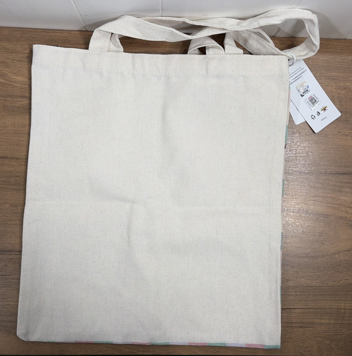 Disney Mickey and Friends Cute Picnic Canvas Tote Bag Pastel Checkered Pattern