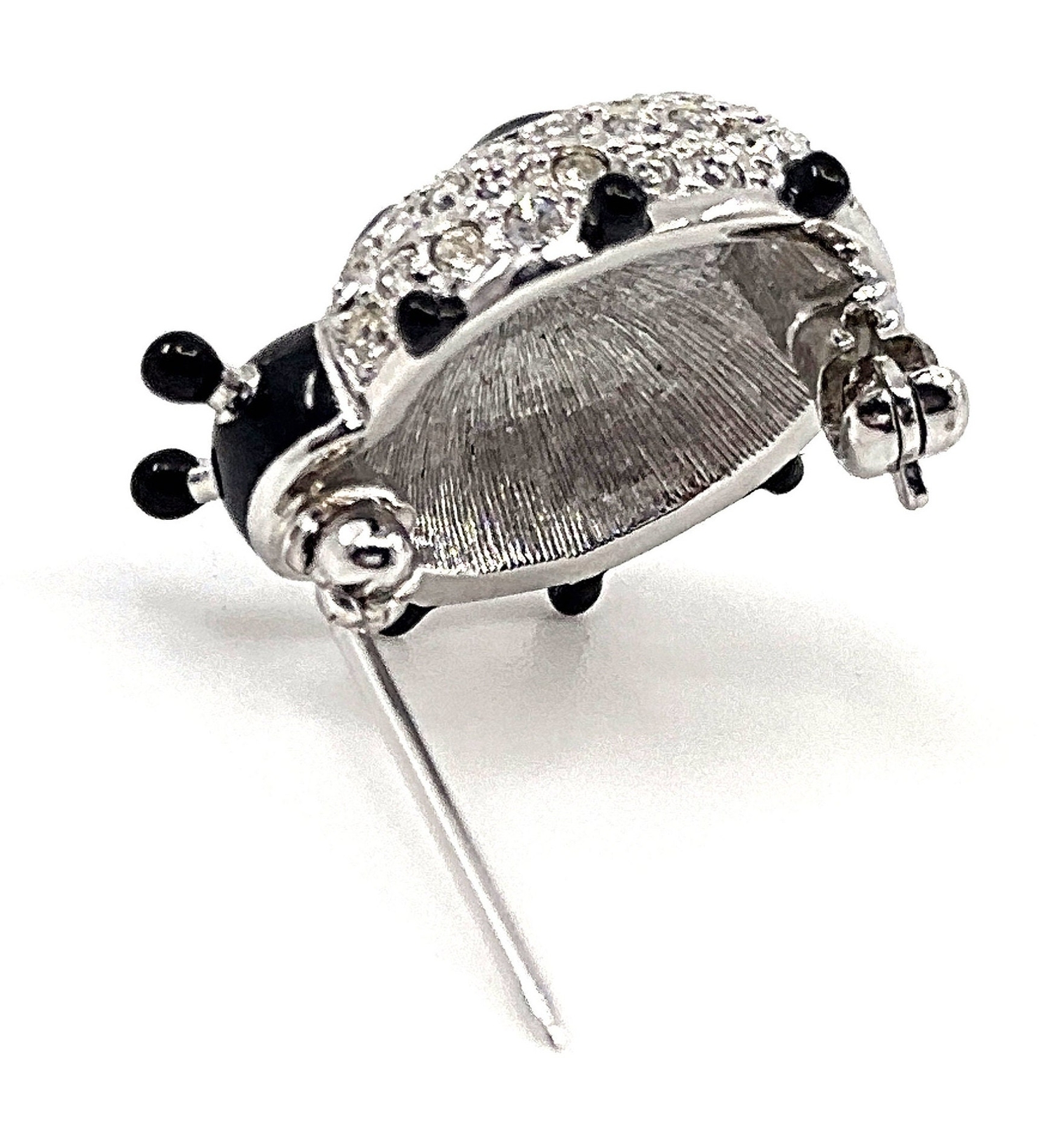 Ladybird Pin / Brooch Rhodium Plated Metal Alloy Set With Enamel And Crystals
