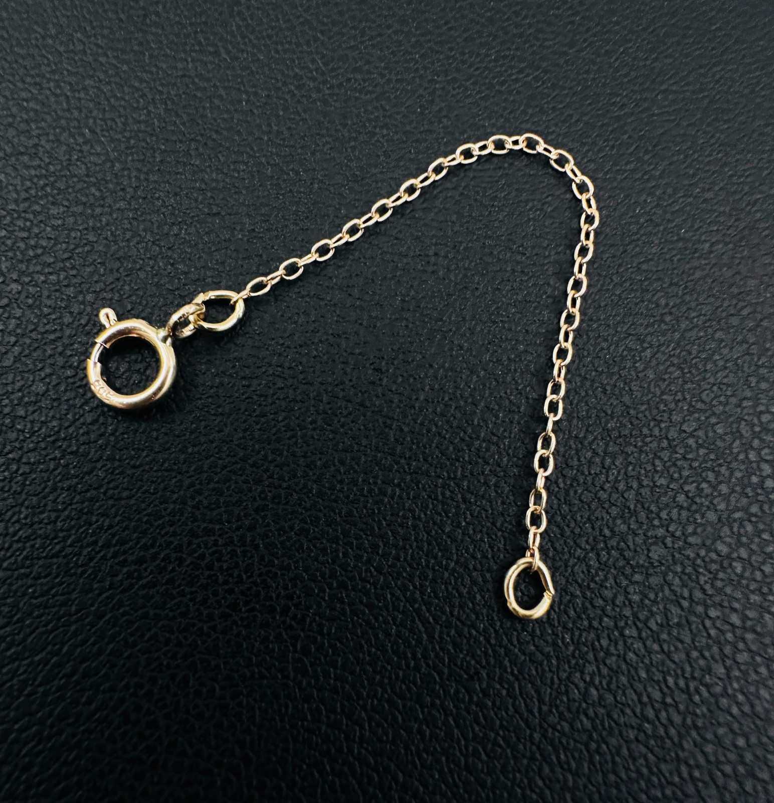 14K Solid Yellow Gold Cable Link Safety Chain Extension Extender, 1mm, 2.25"