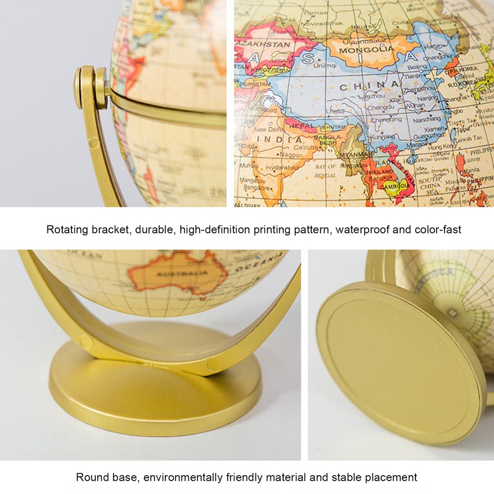 Mini World Map Globe English Edition Desktop Rotating Earth Geography Globe WT