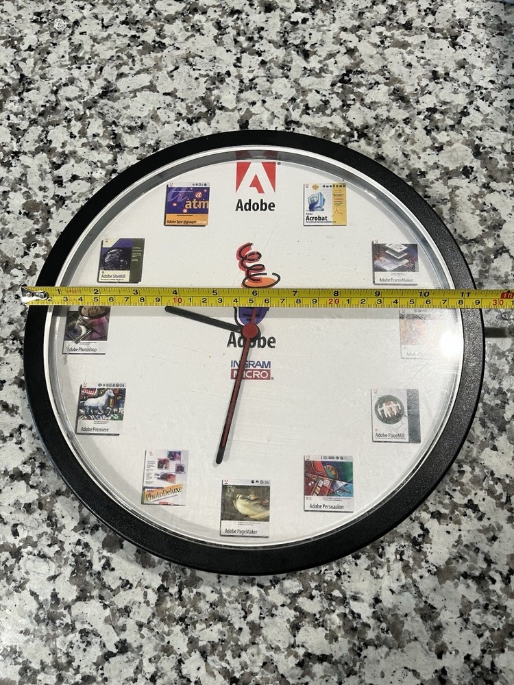 Adobe Clock 1990s Vintage Wall 11”Clock Photoshop