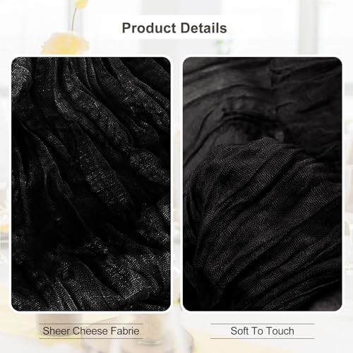 6 Pack Cheesecloth Table Runner 35x120 Inch 10Ft Rustic Gauze 6 PACK Black