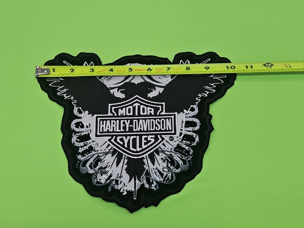 HARLEY DAVIDSON PATCH TRIBAL EAGLE BLACK & WHITE 10" X 8" BIKER VEST PATCH-(A2