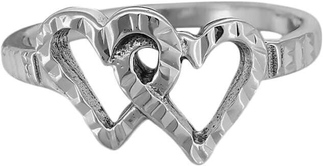 Diamond Cut United Hearts Ring