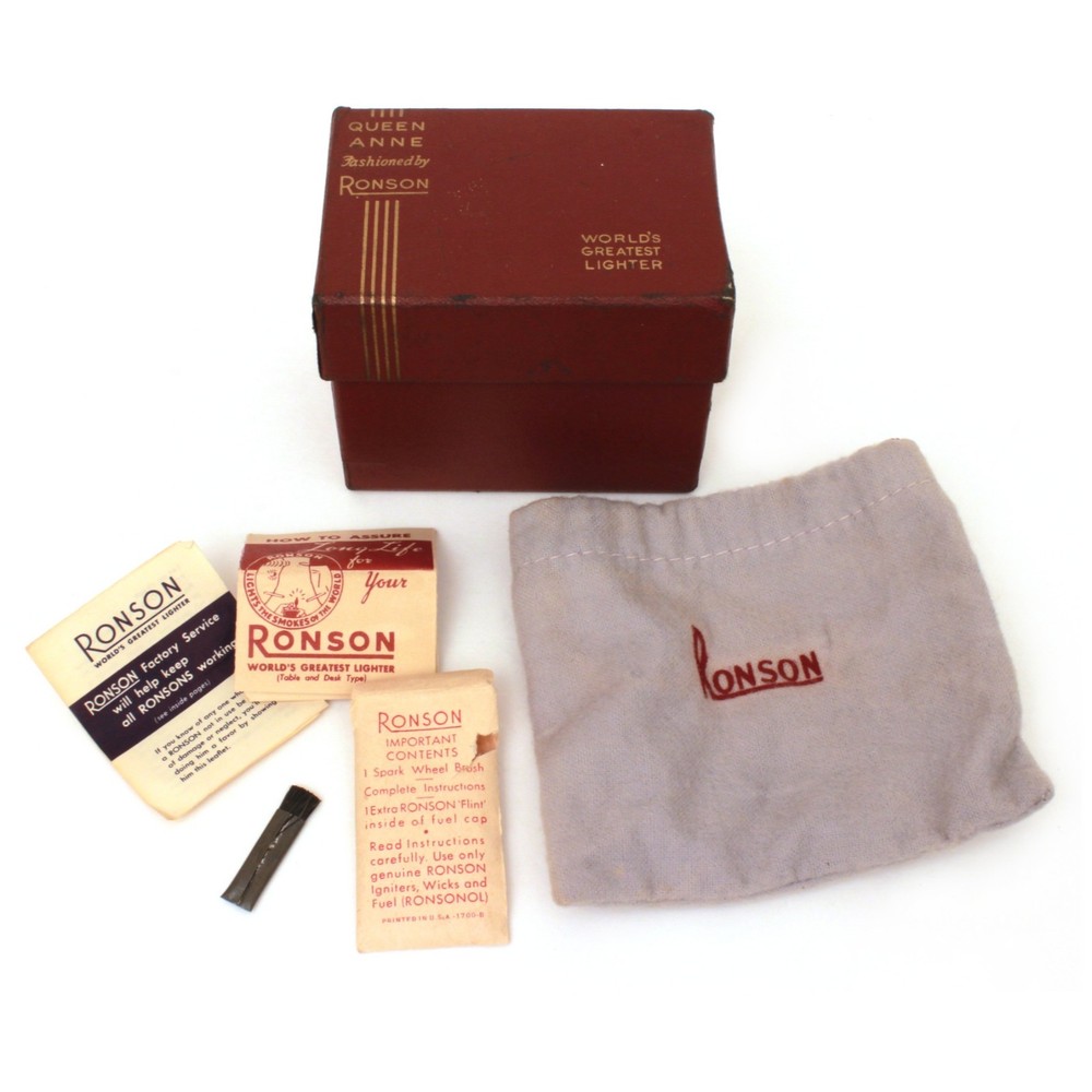 RONSON Box Flannel Drawstring Bag Instructions Spark Wheel Brush NO LIGHTER